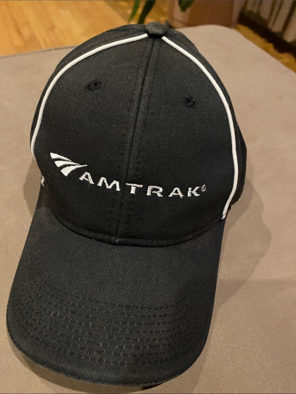 Amtrak Black Baseball Cap with White Piping